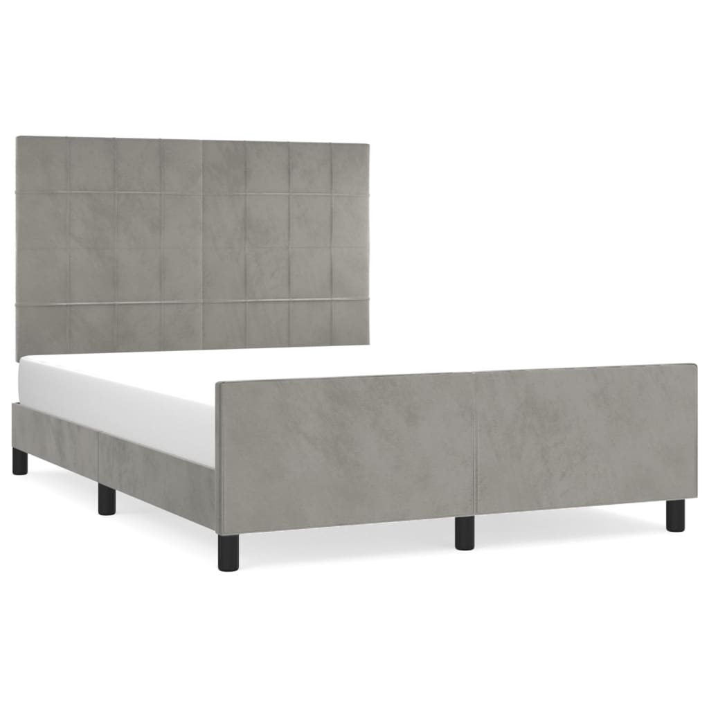 Cadre de lit sans matelas en velours gris clair pour la chambre, 140 × 200 cm - 2