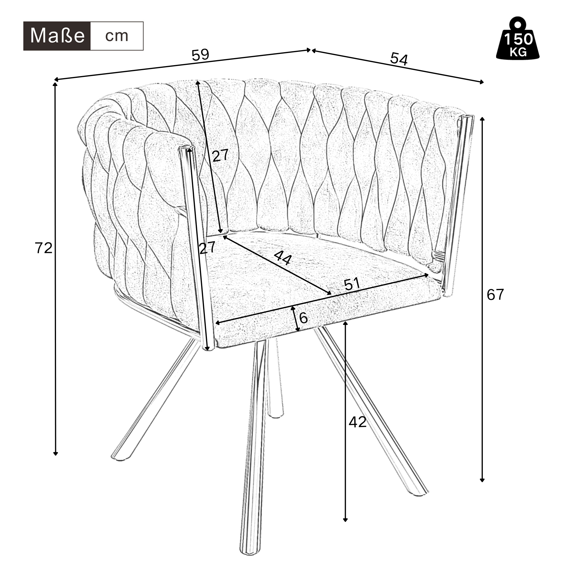 Fotel obrotowy do sypialni z podłokietnikami - 59 x 54 x 72 cm - Aksamit i metalowe nogi - Różowy - 6