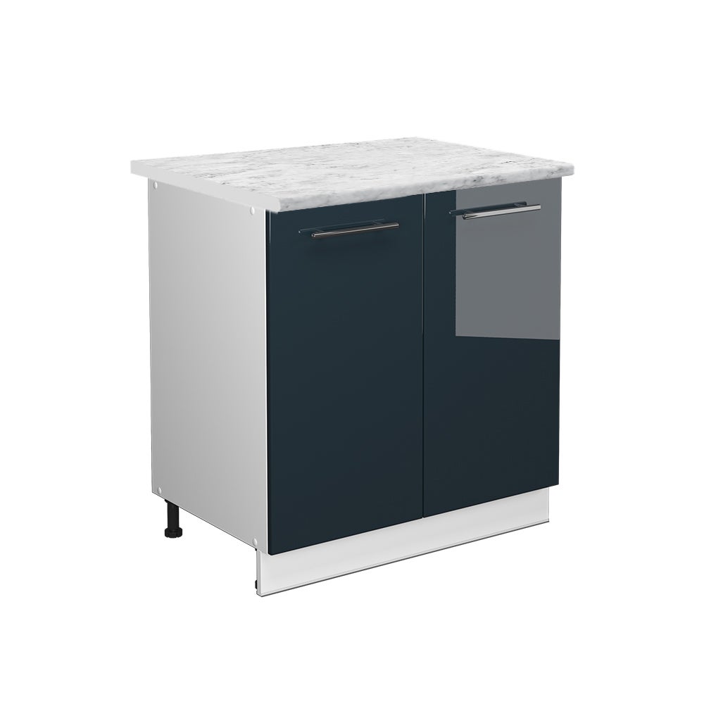 Vicco Szafka pod zlew Fame-Line, Ciemnoniebieski wysoki połysk, 80 cm z półką, BP Marmur