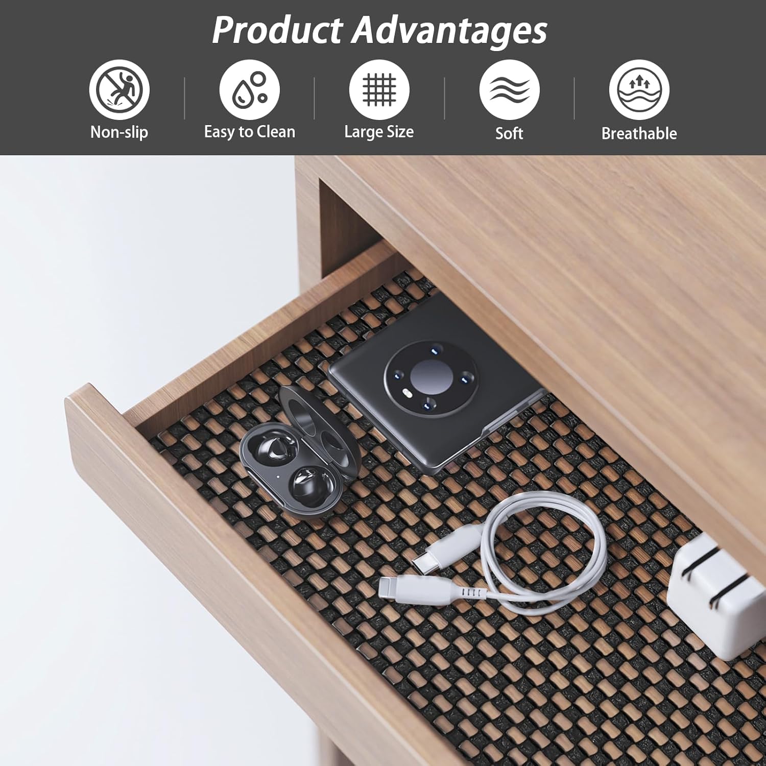 Tapete antiderrapante multiuso - Tapete antiderrapante de PVC - Base antiderrapante para carpete - Preto - 30 x 150 cm - 4