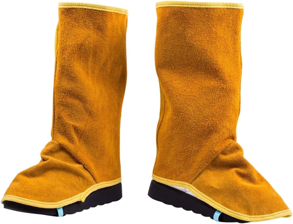 Polainas de soldar em pele, botas e calçado de soldar resistentes ao fogo, protetores para pés de soldador de alta resistência Capas - 4