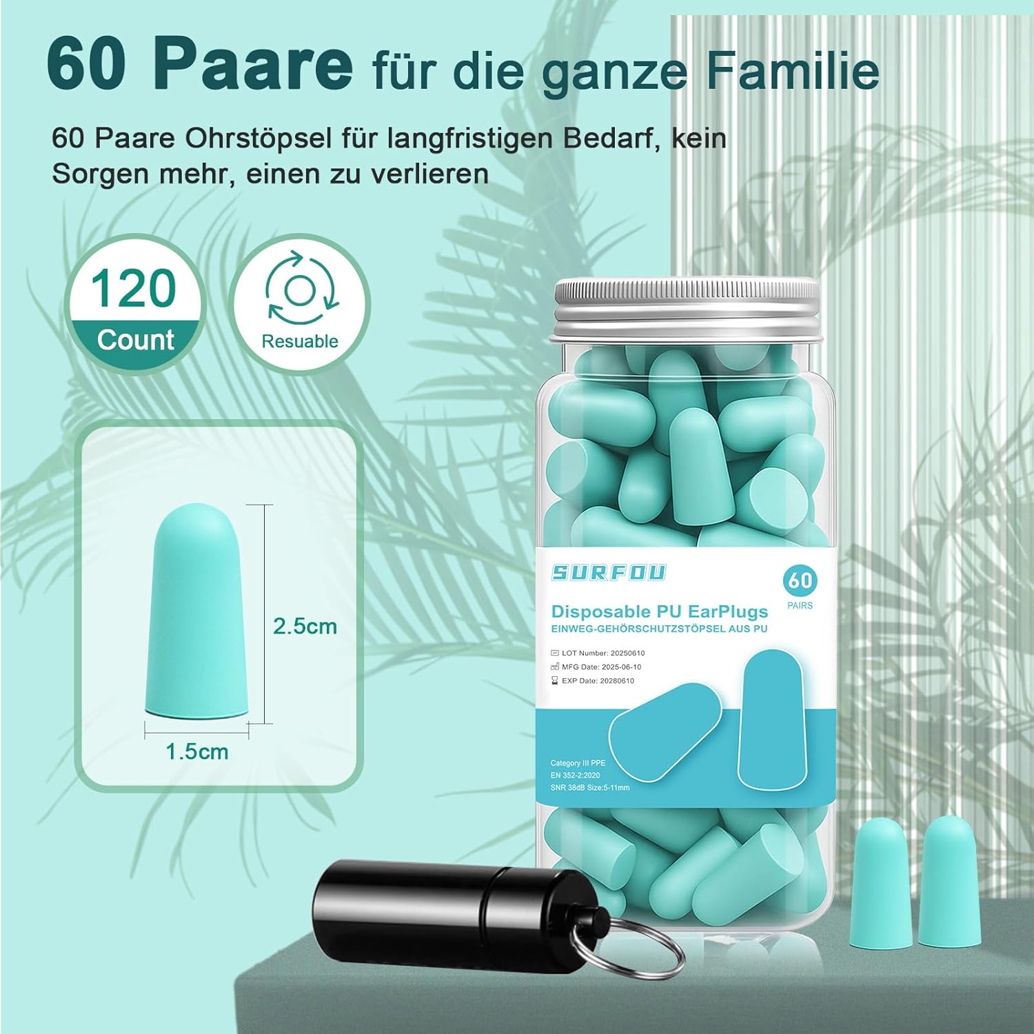 Tappi Antirumore In Silicone 45dB – 1 Paio + 3 Paia Di Ricambio – Con Custodia – Per Dormire, Studiare, Viaggiare