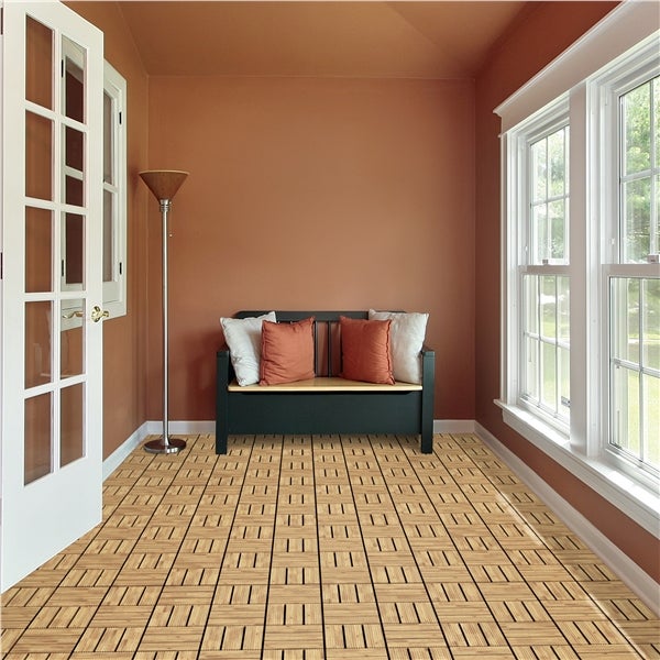 Lot de 27 Dalles de Terrasse en Bois de Sapin Bois Naturel 12 Lattes Yaheetech - 4