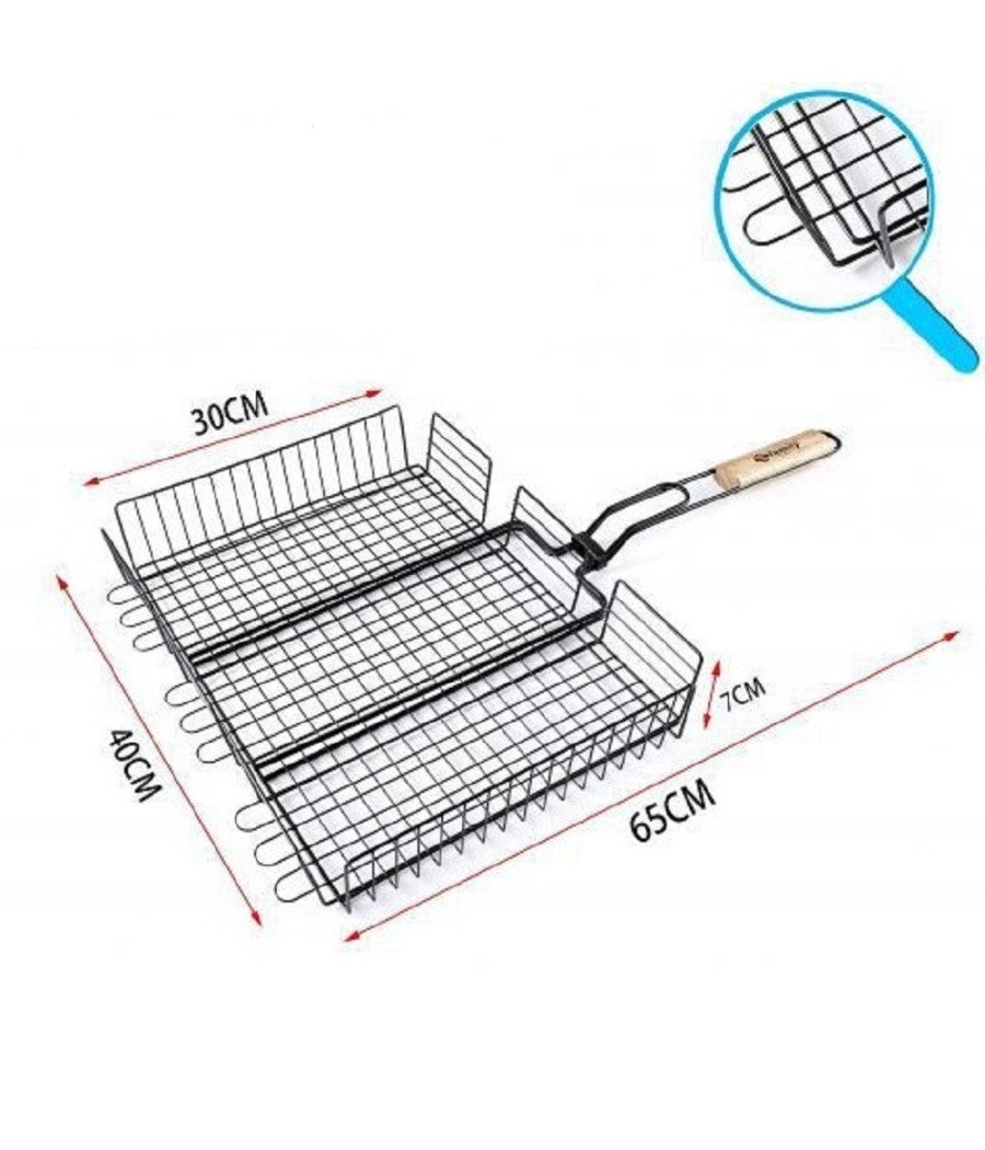 Set Accessori Barbecue: 2 Reti Griglia In Acciaio Inox (15,5x8,5 Cm) + Pennello In Silicone Per Olio - Ideale Per Campeggio E Picnic