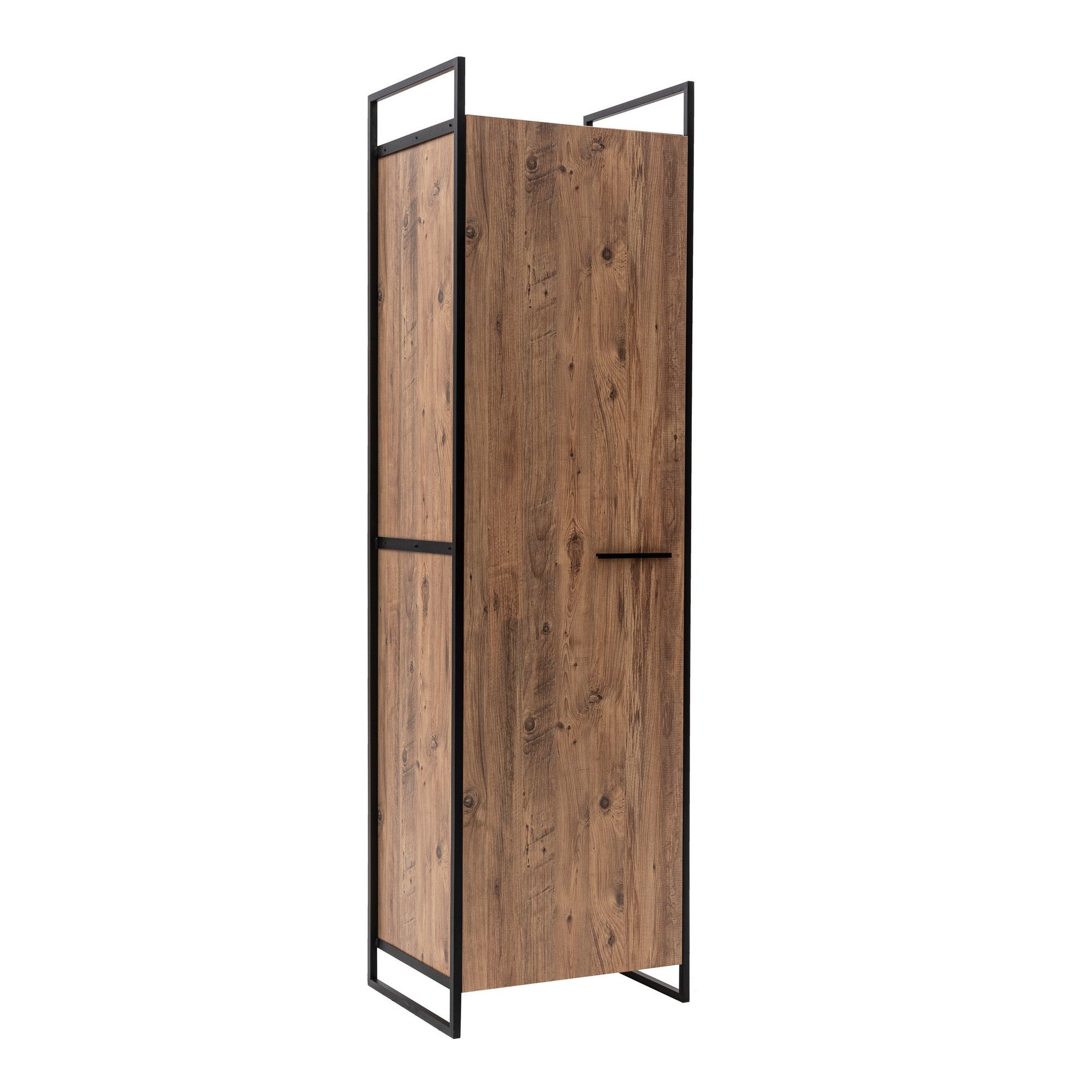 Armoire fermée style industriel Fodienda L64cm Métal Noir et Bois Pin ...