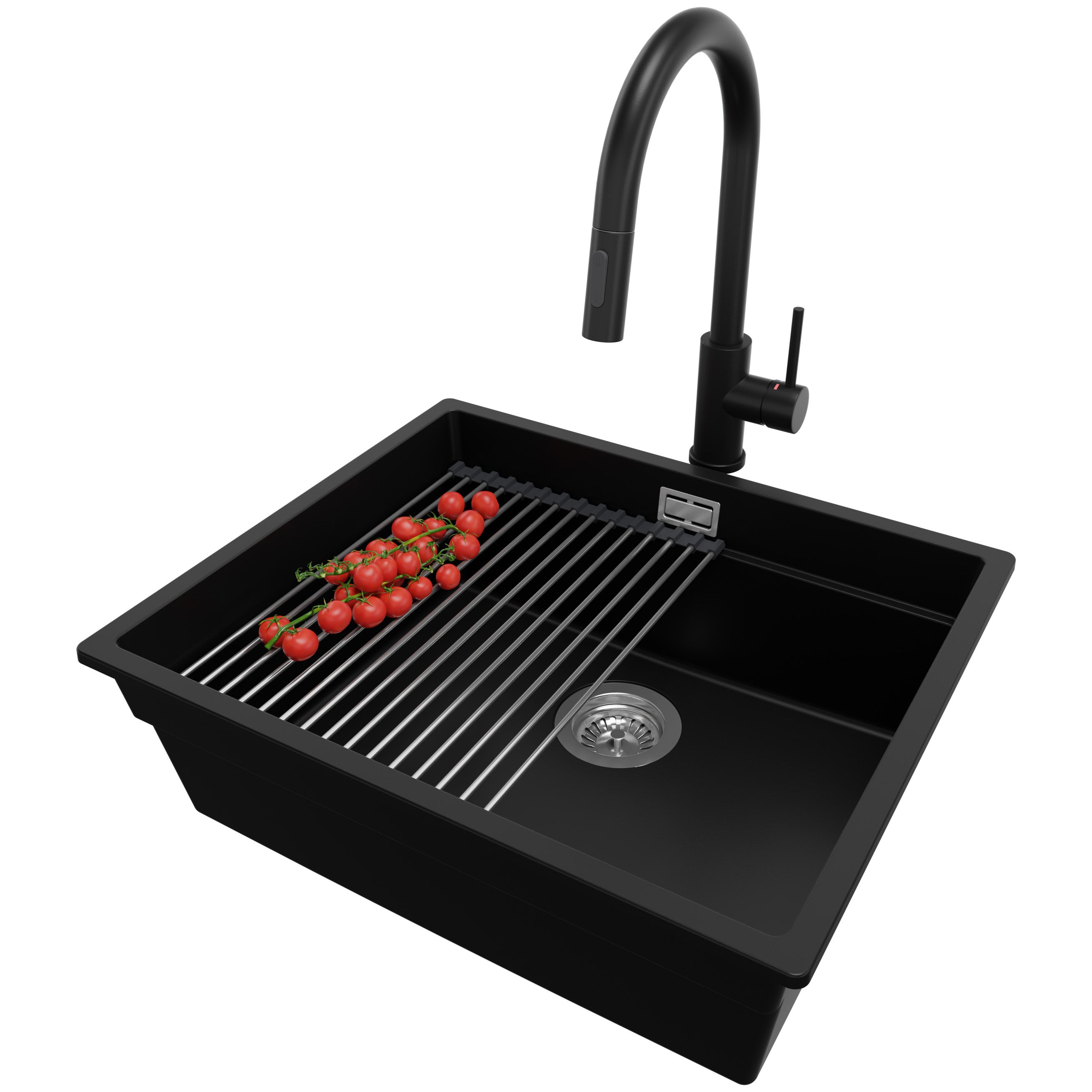 Lavandino Cucina Nero 70x44 Cm - Lavello Incasso Con Tagliere E Accessori - Foto 4