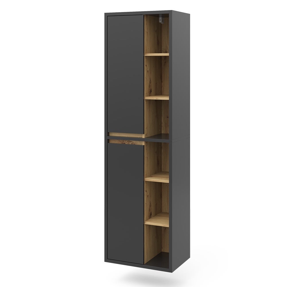 Vicco Szafka łazienkowa Viola, Antracyt, 50 x 170 cm z drzwiami i otwartymi przedziałami