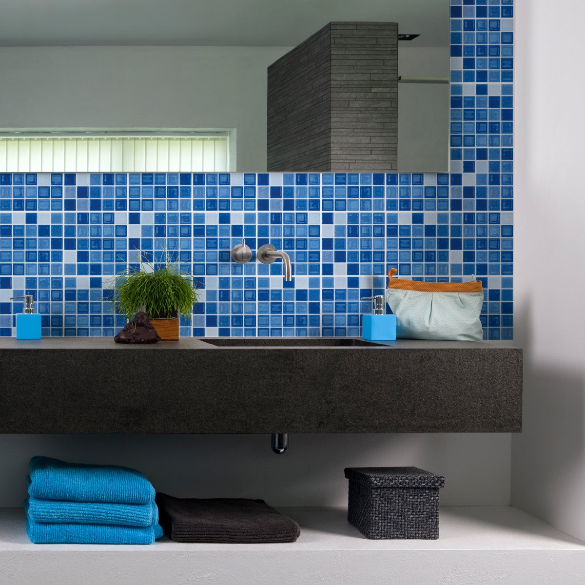 9 vinilo baldosas azulejos cortina de mosaicos azules - adhesivo pared - sticker revestimiento - 9stickers15x15cm