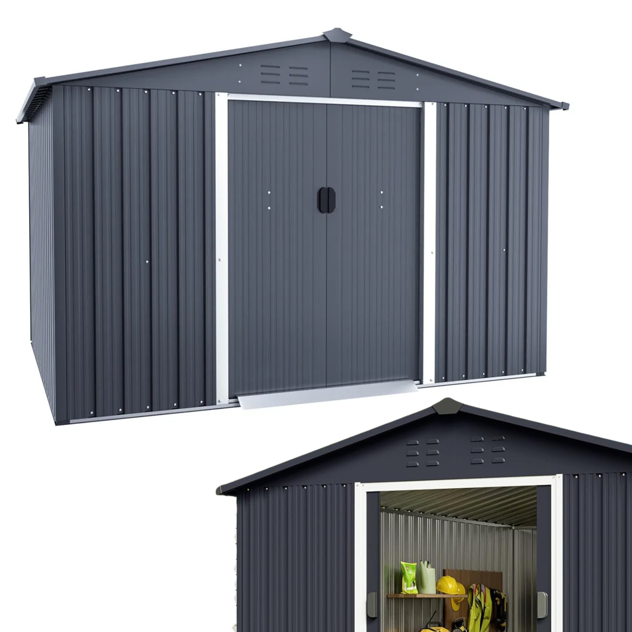 DOMEK narzędziowy ogrodowy szopa schowek garaż na narzędzia 243x307x194