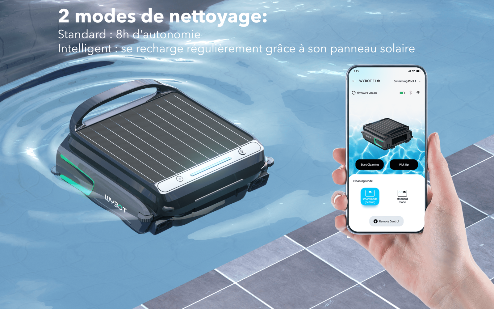 Skimmer Flottant Solaire WYBOT F1  Robot Nettoyeur de Surface Piscine Autonome et Connecté - 2