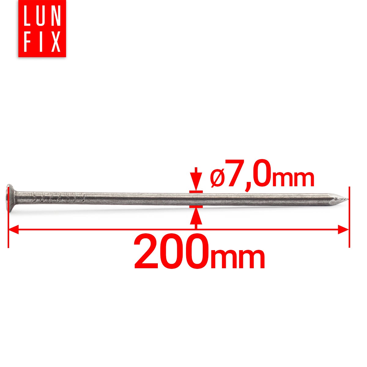 Gwoździe budowlane 7x200 mm gładkie 1kg ok. 18szt. - 2