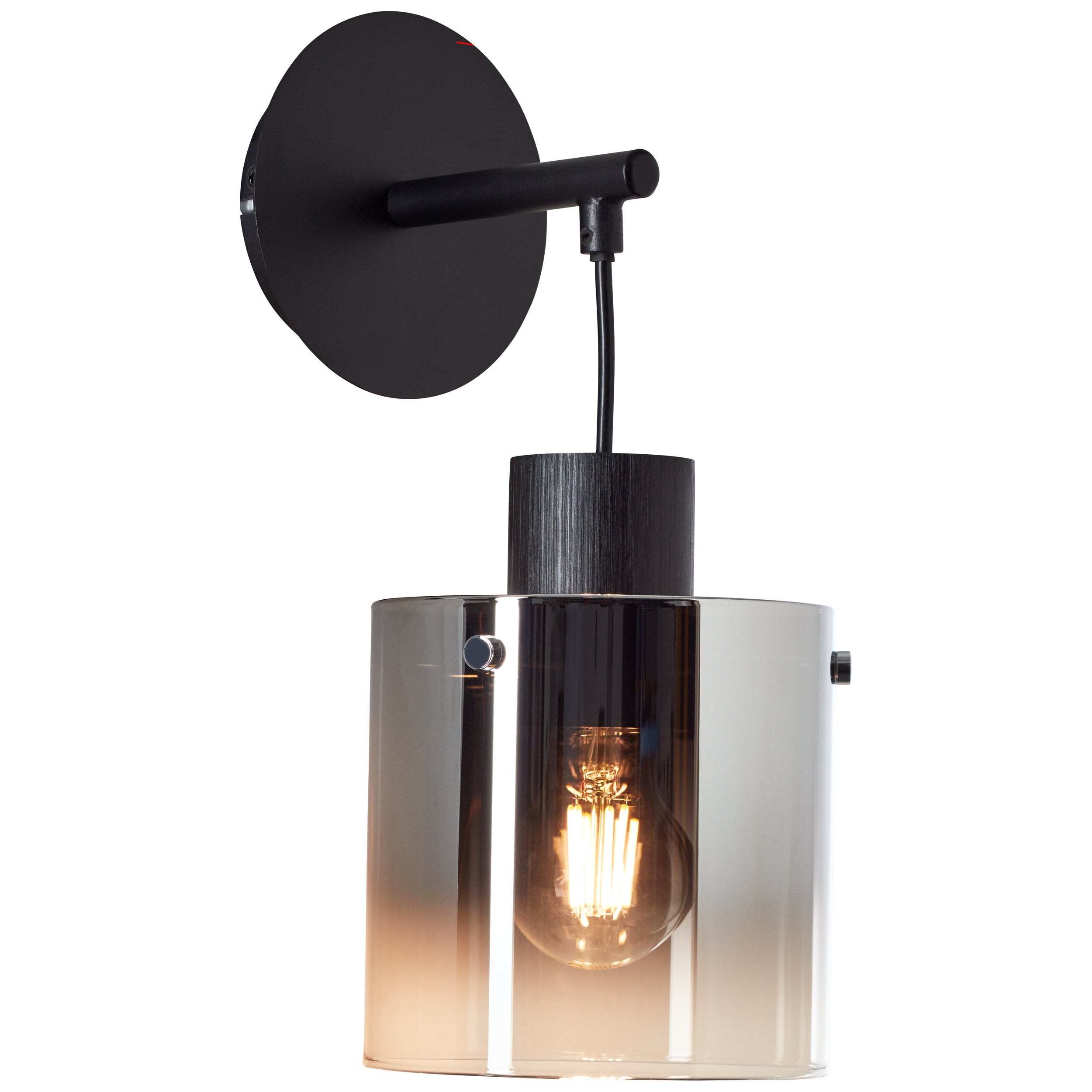 Brilliant lampa ścienna Simonis czarny/dymione szkło czarne aluminium 1x A60, E27, 52 W