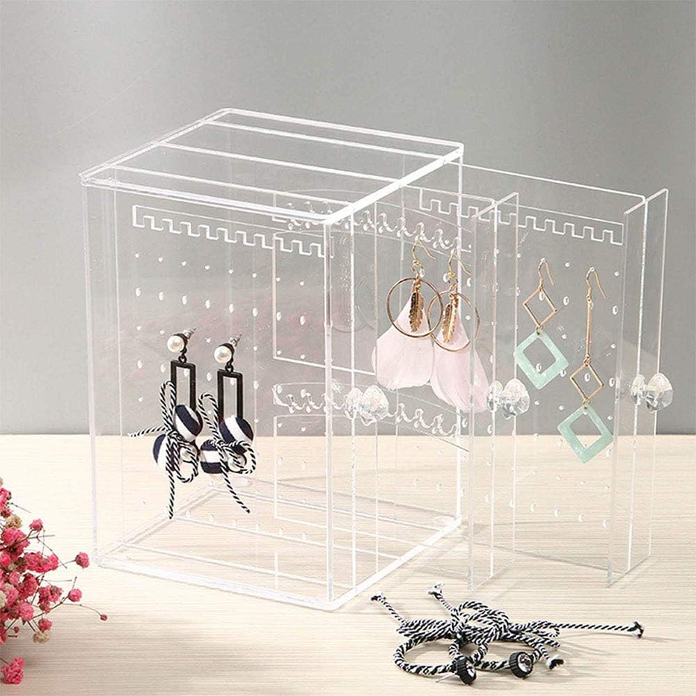Support de Boucle d'oreille Acrylique Boucle d'oreille en Présentoir Rangement Boucles Doreilles Porte Boucles d'oreilles Boîte de Rangement avec 3 Ti - 4