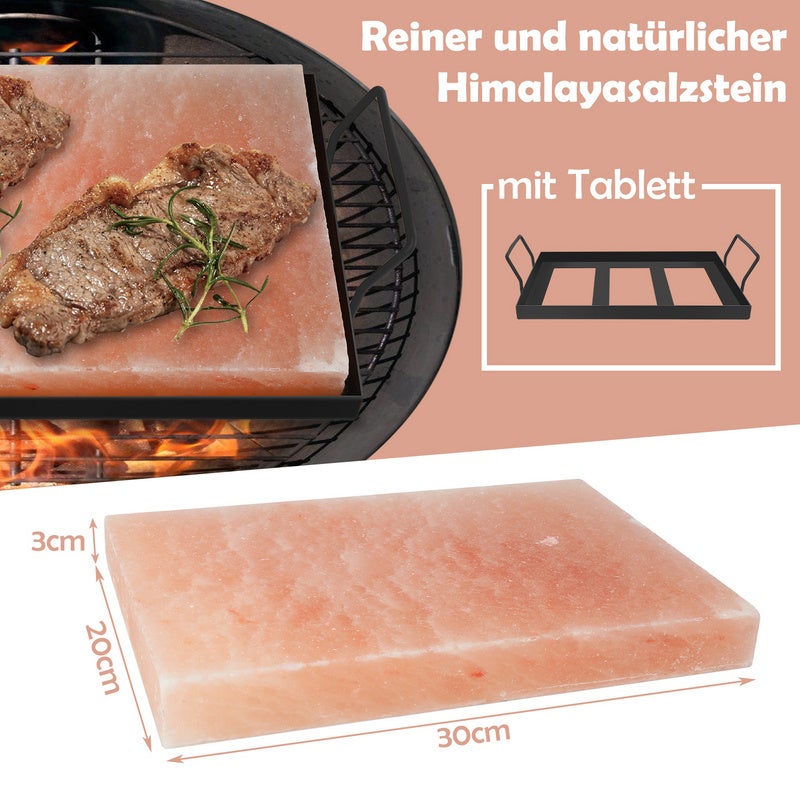 Pedra para grelhar com suporte Pedra para grelhar SALT BBQ bife tempero 30x20x3cm pedra para grelhar sal 2X - 2
