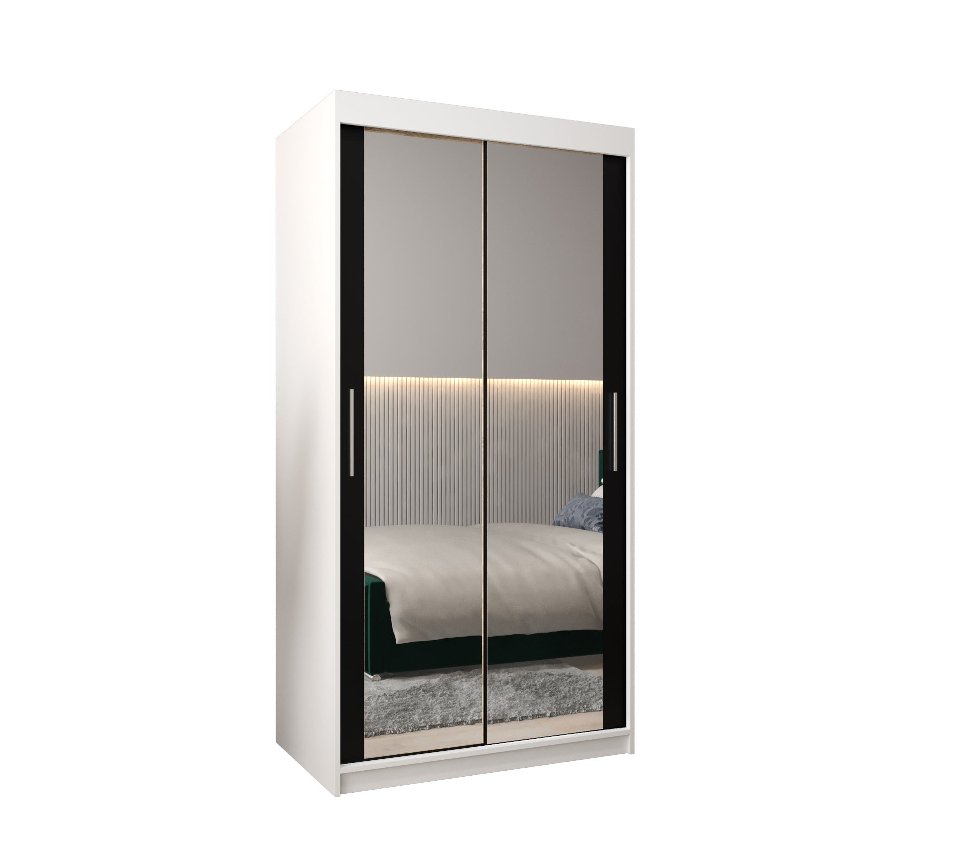 Szafa przesuwna garderoba TOKYO 3 100 x 62 x 200 cm Biały + Czarny - Abiks Meble