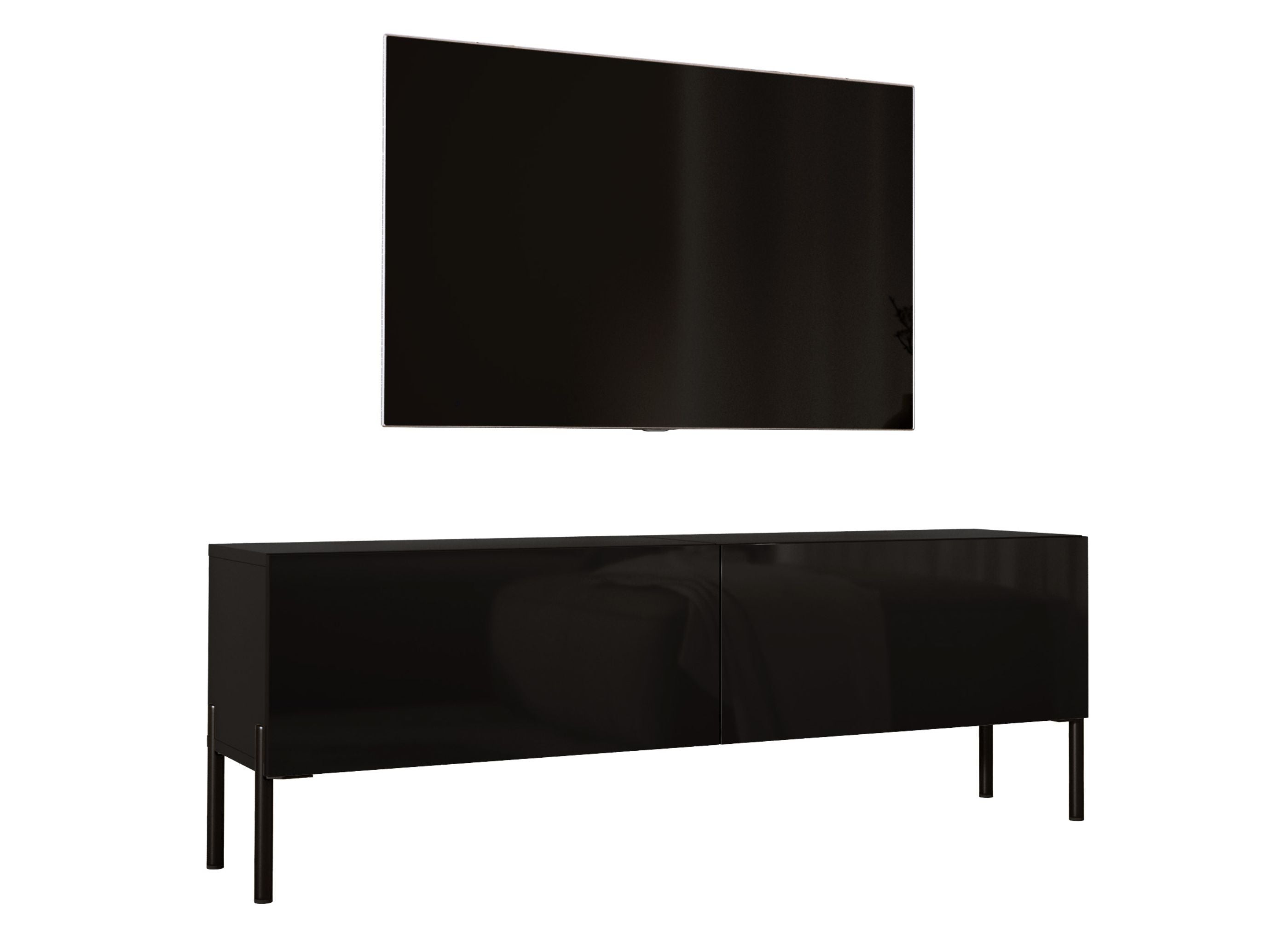 Szafka RTV : Czarny Matowy, czarne nogi, 140 x 32 x 52 cm