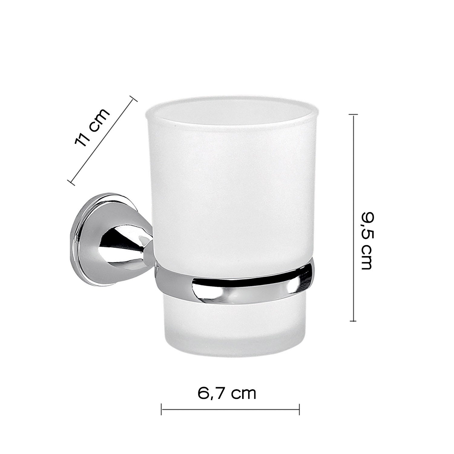 GEDY GENZIANA PORTE BROSSE À DENTS ACIER CHROMÈ AVEC BOITIER EN VERRE SATINÈ - 3