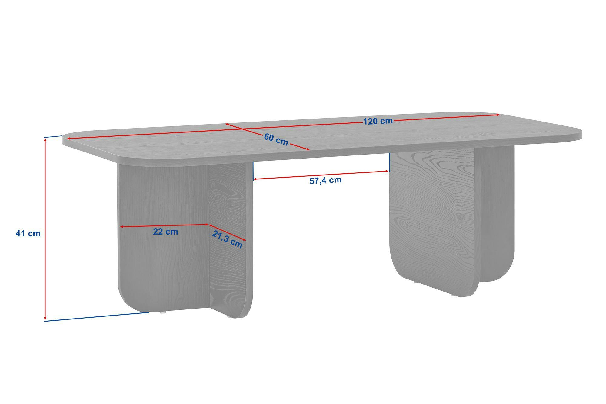 Table basse rectangulaire effet noyer bords ronds MARFA - 6