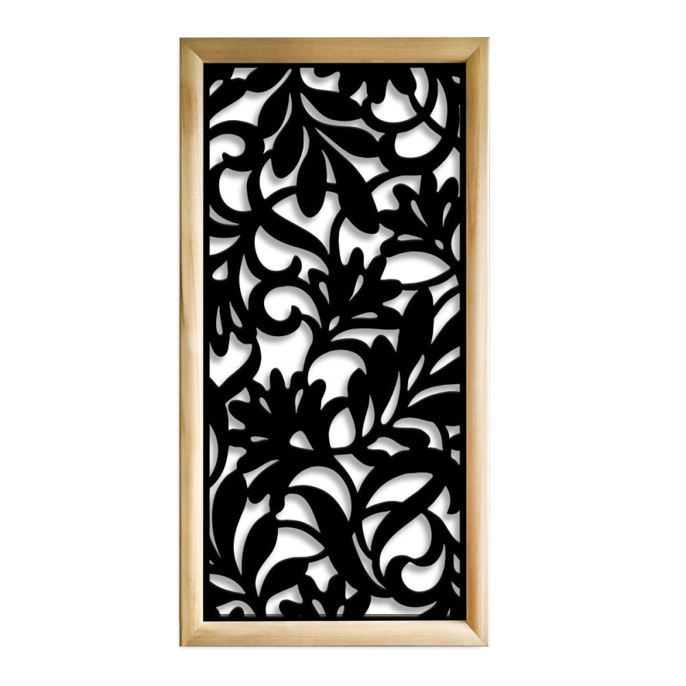 FLOWERS - Prostokątne moduły dekoracyjne z drewna i PVC - Rozmiar 47x94 cm - Grubość 47 mm - Kolor wewnętrzny CZARNY