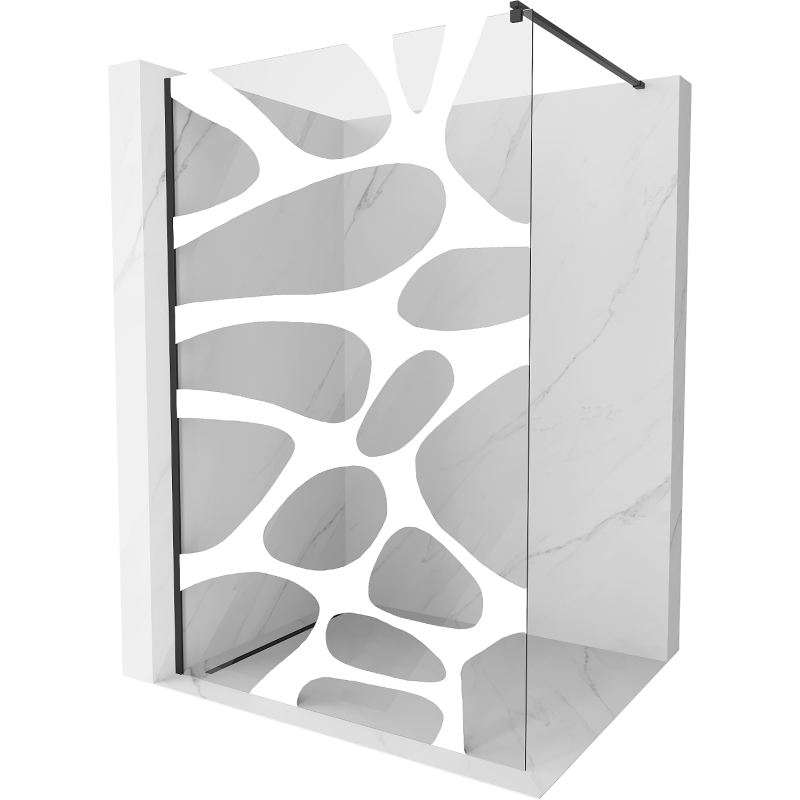 Mexen Kioto ścianka prysznicowa Walk-in 110 x 200 cm, biała fala 8 mm, czarna - 800-110-101-70-97