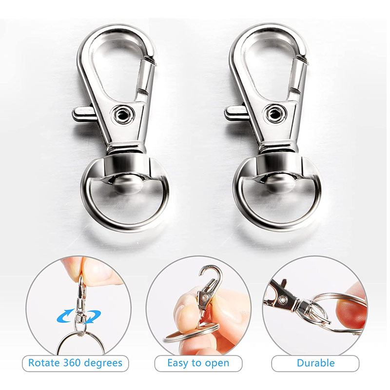 70 Pièces Anneaux/Crochet Porte Clef,Petit Mousqueton Porte Clé,Porte