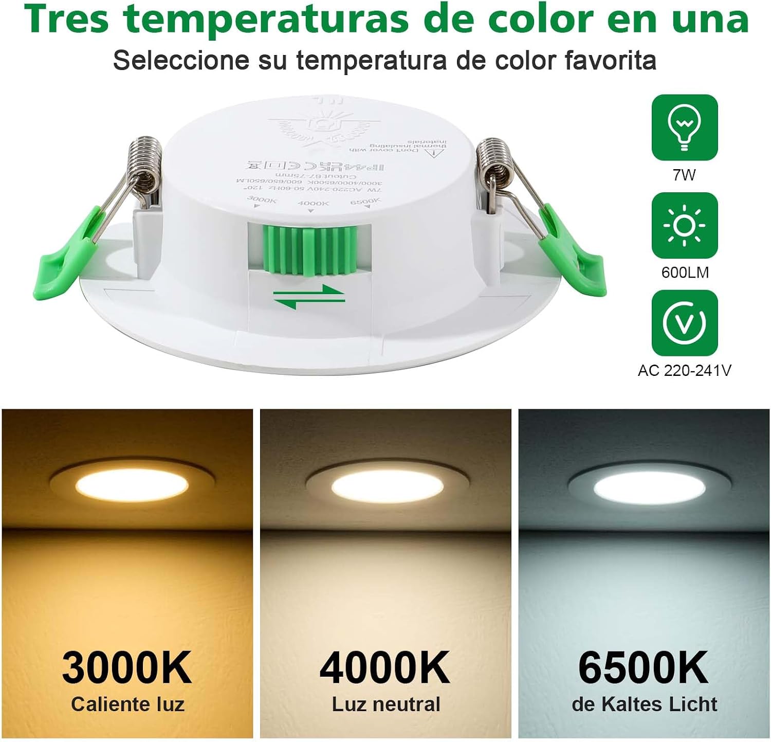 Spot de plafond LED 230 V dimmable downlight LED encastrable 7 W (Ø 68 ...
