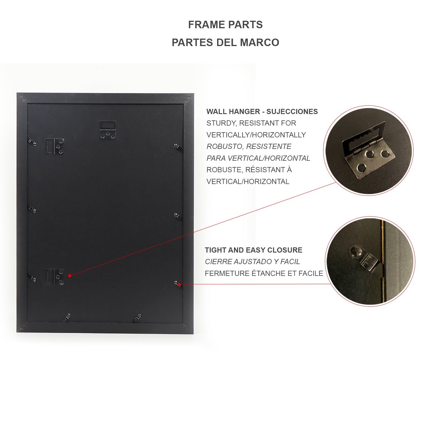 Nacnic Pack 4 Cadres en Bois MDF Noir et Verre Acrylique Protection et Présentation de Photographies, Tirages, Affiches Chambre A3 29,7x42 cm - 8
