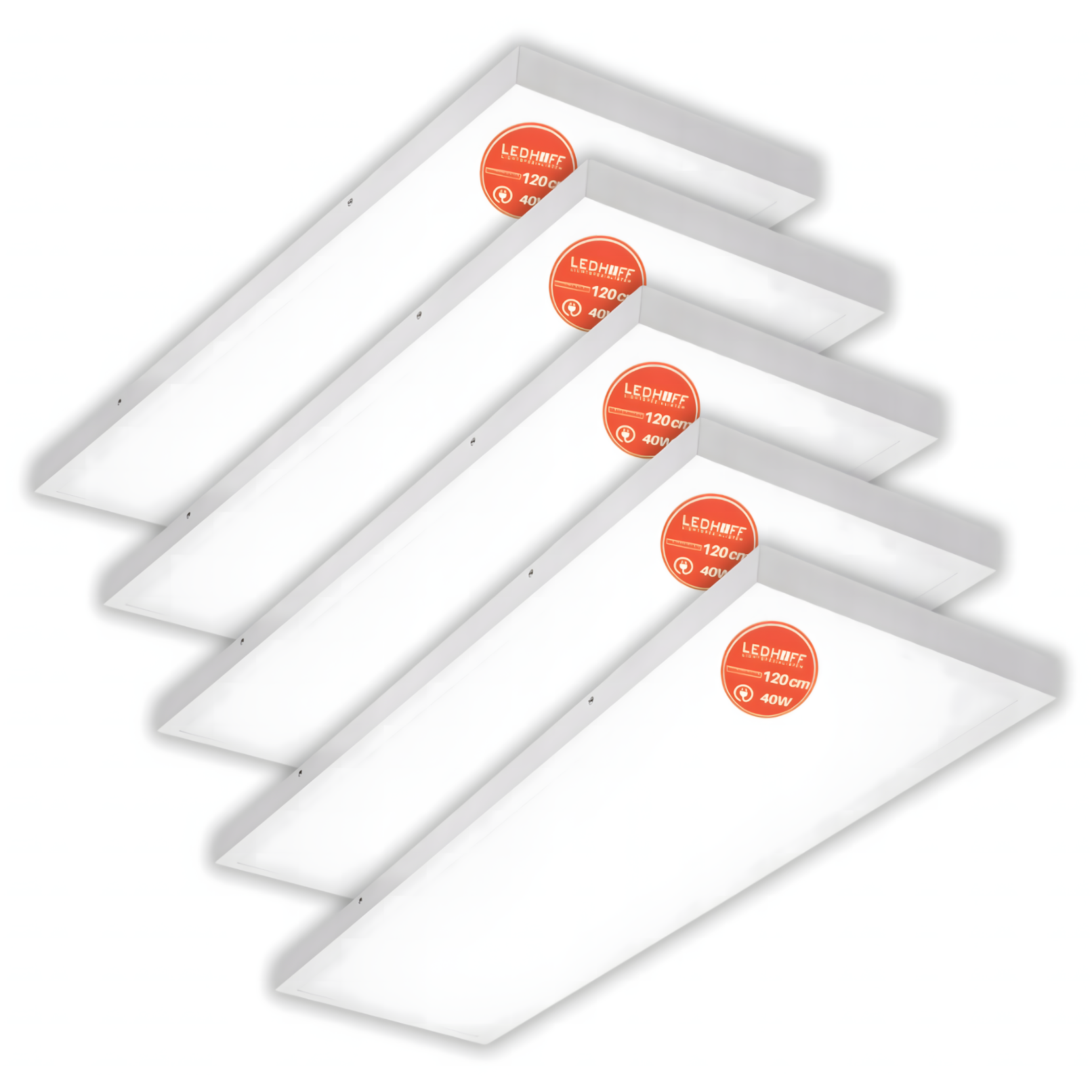 Panel Natynkowy LED prostokątny Lampa sufitowa 120x30cm Mocny Panel BIAŁY 4000K 4800lm Jasne Światło - 5 sztuk - LEDHOFF