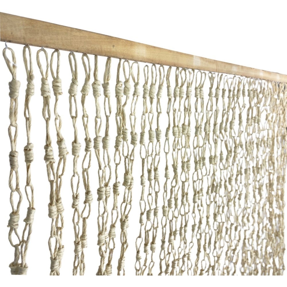 TENTE EN BOIS © avec chaînes tissées en fibre naturelle Anti-moustiques anti-bruit BEIGE Cm. 120x220 - 3