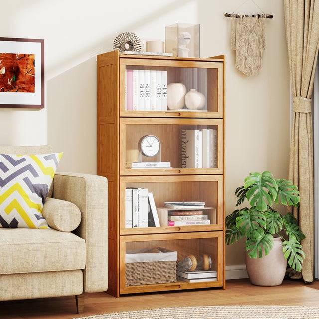 Libreria In Bambù Naturale A 5 Piani 63x20x91 Cm | Design Ad Albero Moderno | Scaffale Portatile Per Libri E Oggetti | Capacità 7,5 Kg A Ripiano