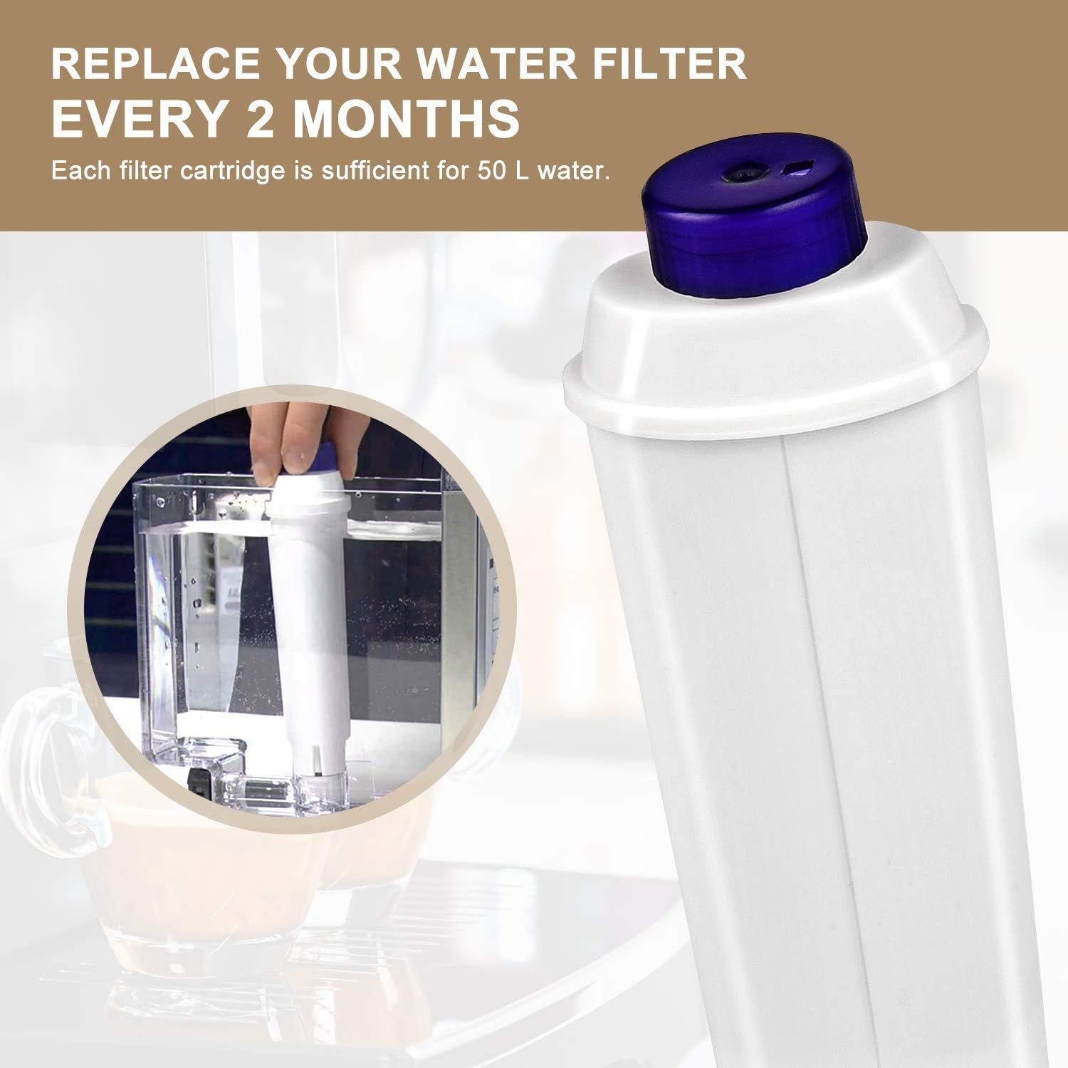 Filtr do wody do ekspresów do kawy Delonghi Magnifica, zmiękcza wodę i redukuje osadzanie się kamienia - obejmuje wersje do serii ECAM, Esam, ETAM - 3