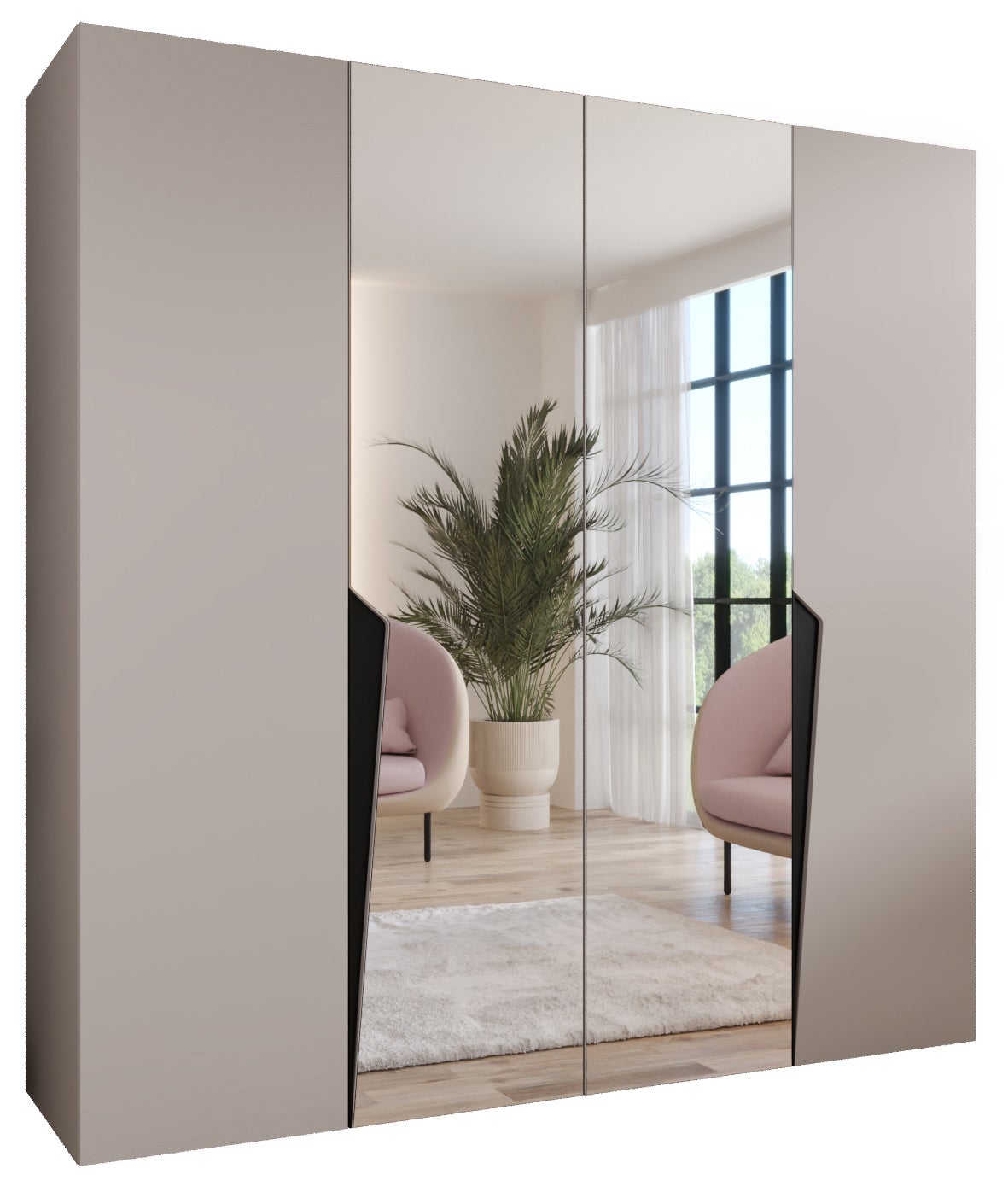 Szafa uchylna otwierana Piano 2 200 x 52 x 202 cm kaszmir + u. Czarny Abiks Meble
