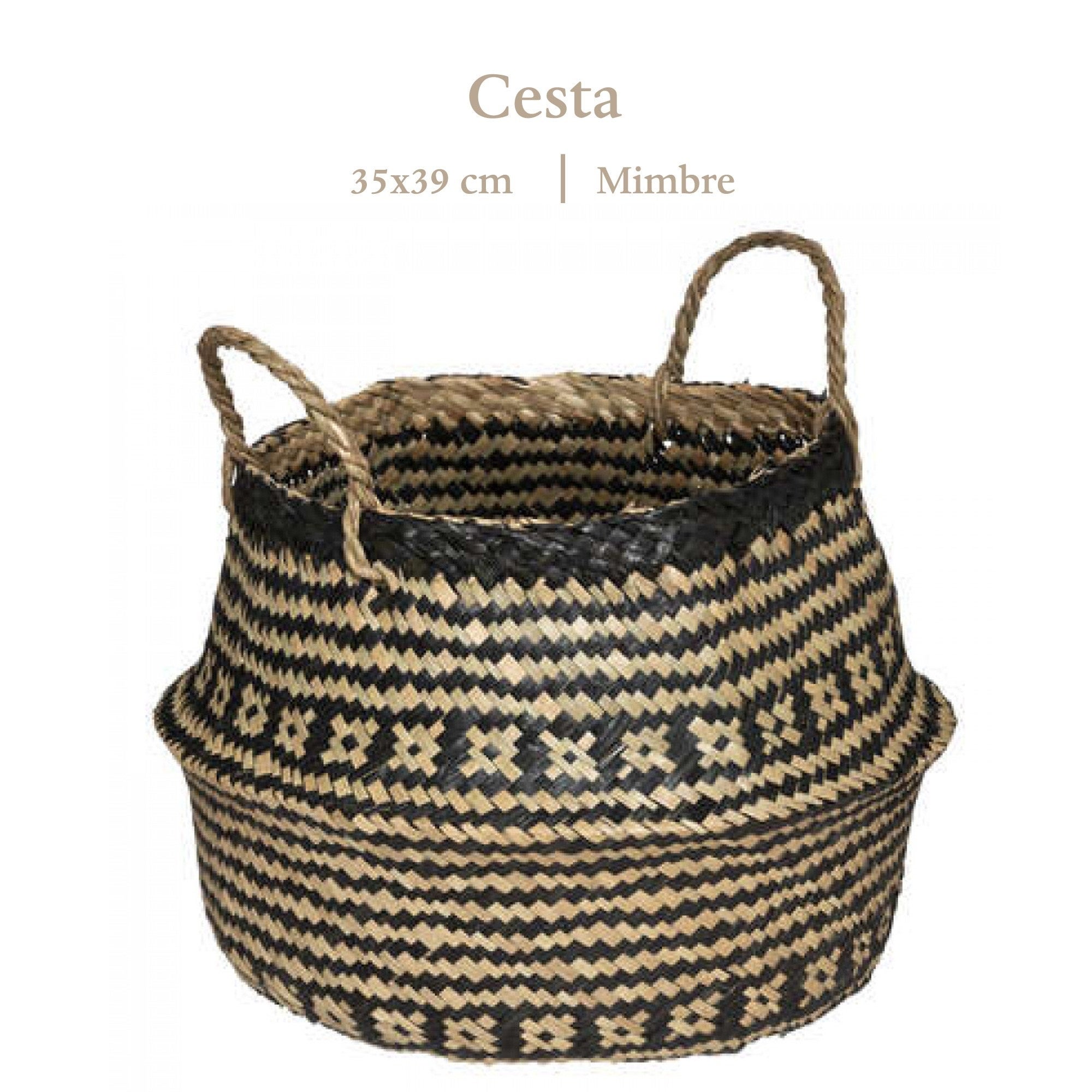 Bloomingville Cesta Plegable Tejida A Mano Con Asas, Natural Y