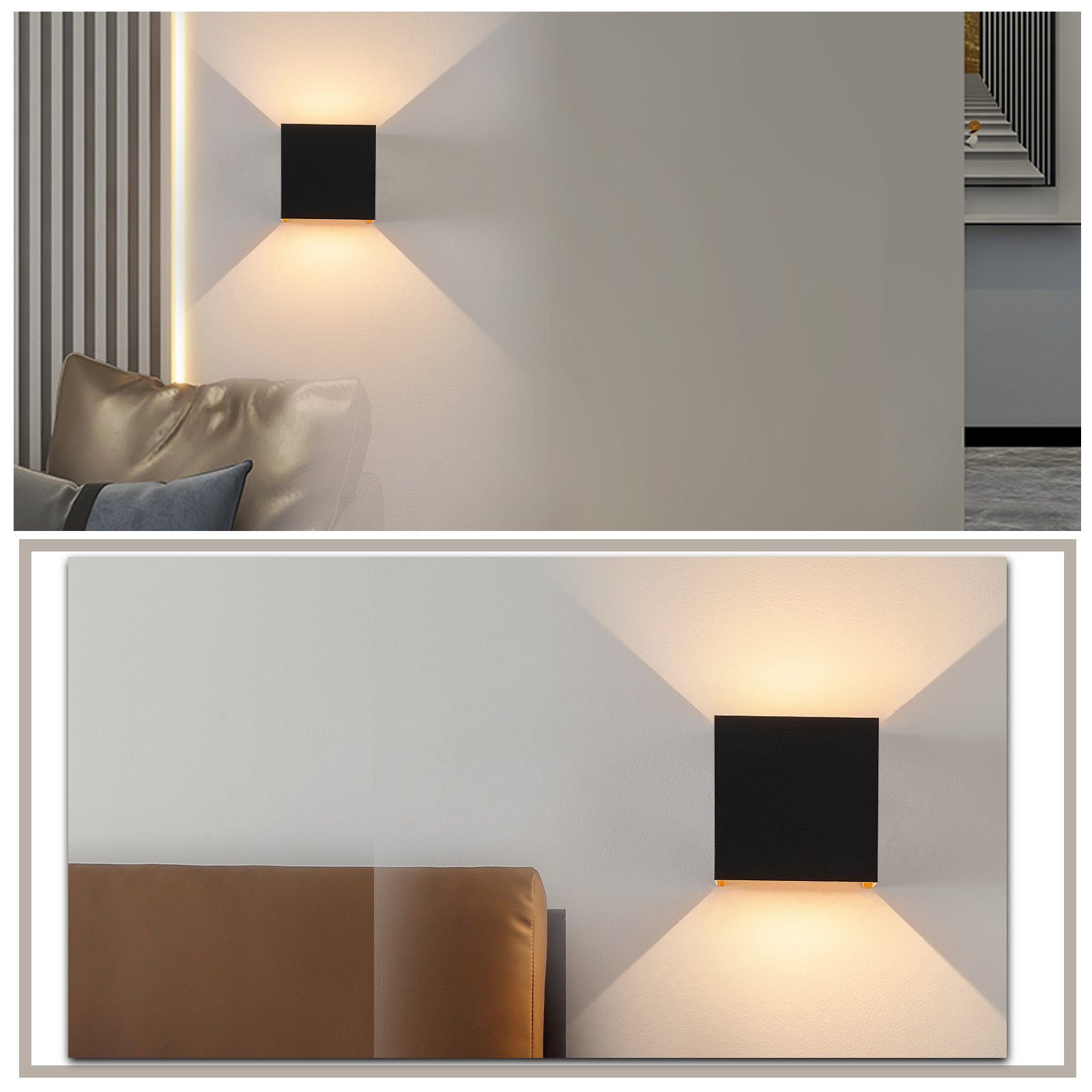 NETTLIFE Candeeiro de parede LED Pack 2 Unidades 5W Exterior Interior IP65 Ajustável 3000K - 6