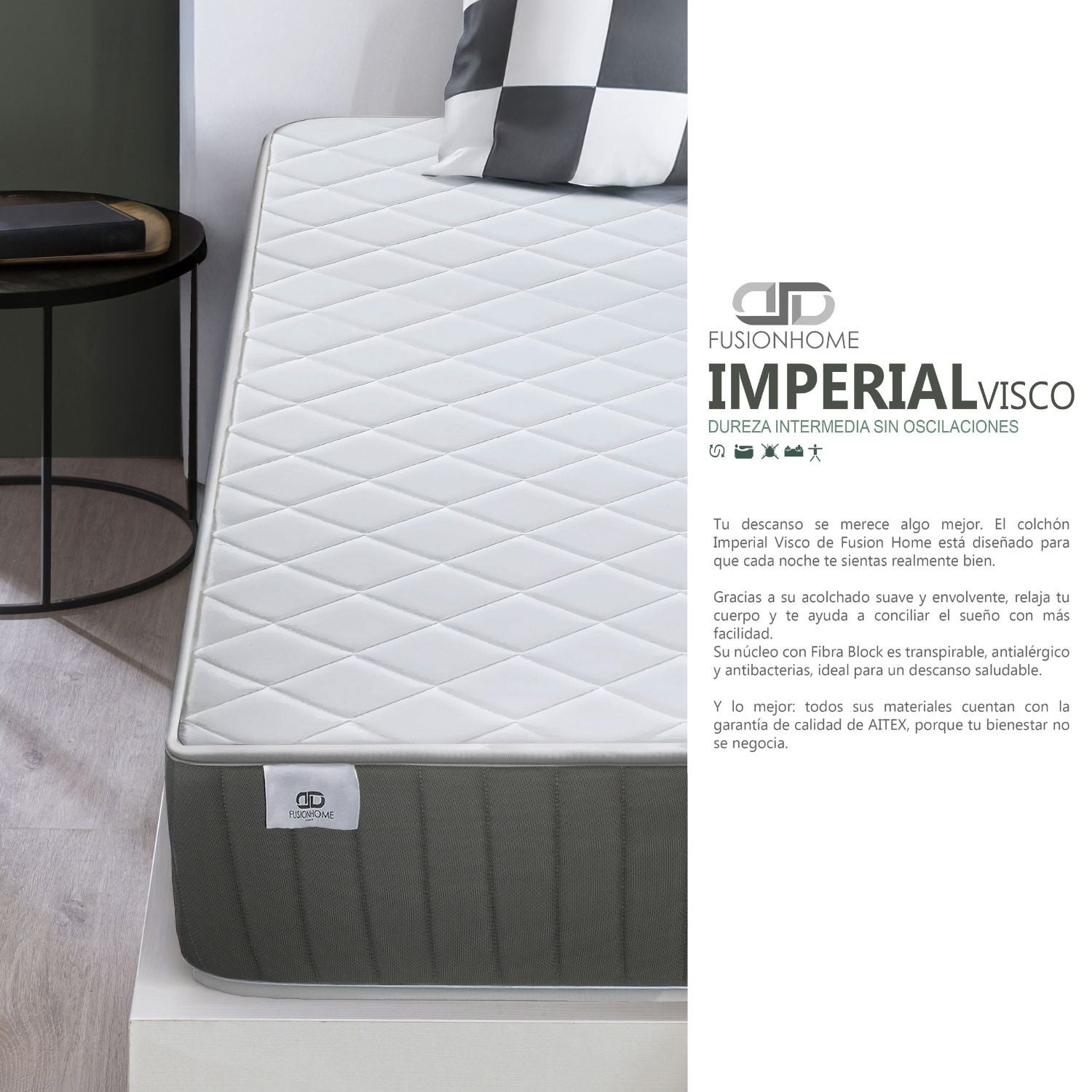 Colchón Viscoelástico 105x190cm - Imperial Visco - Altura 21cm - Doble Cara Invierno/Verano e Hipoalergénico - 9