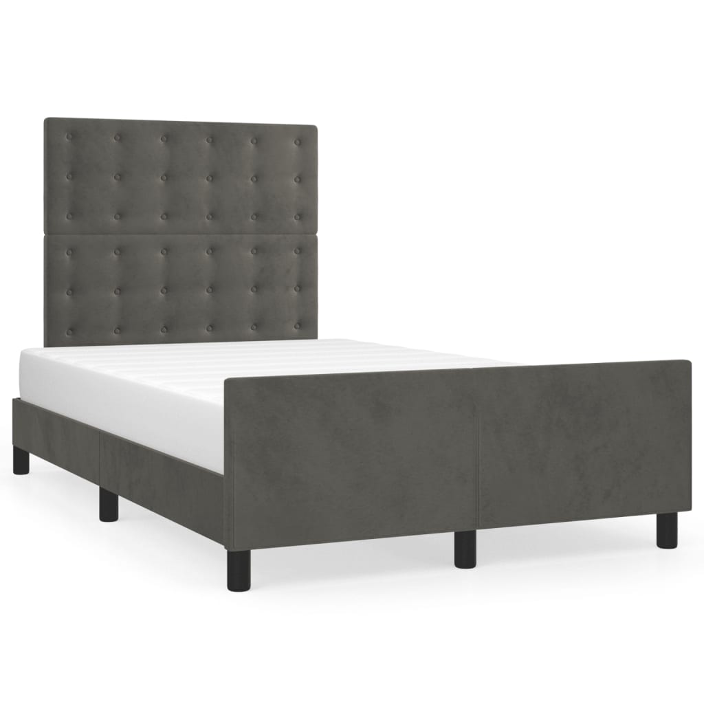 Cadre de lit sans matelas gris foncé 120 x 200 cm velours - 2