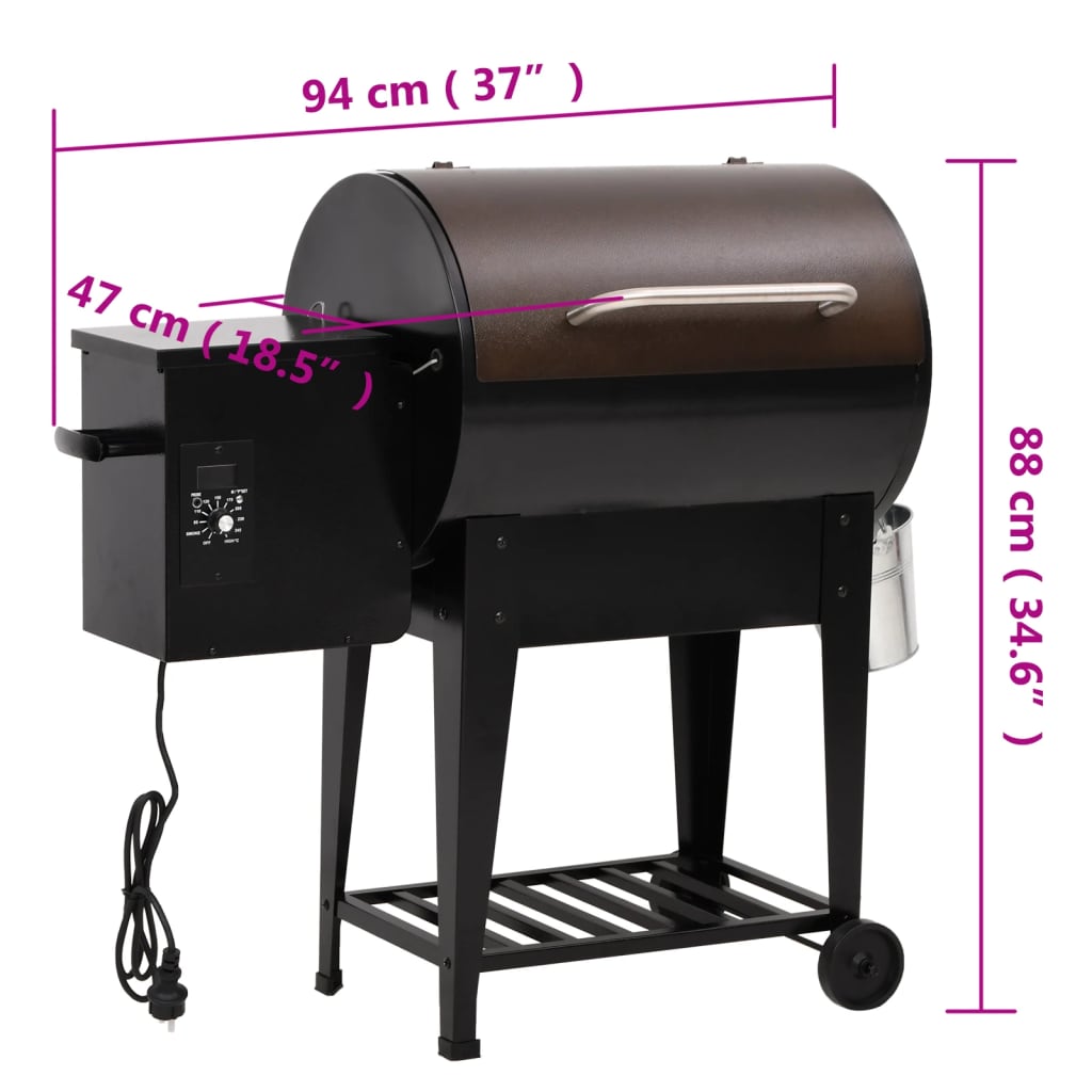 Gril à granulés avec étagère inférieure noir 94 cm fer vidaXL - 3