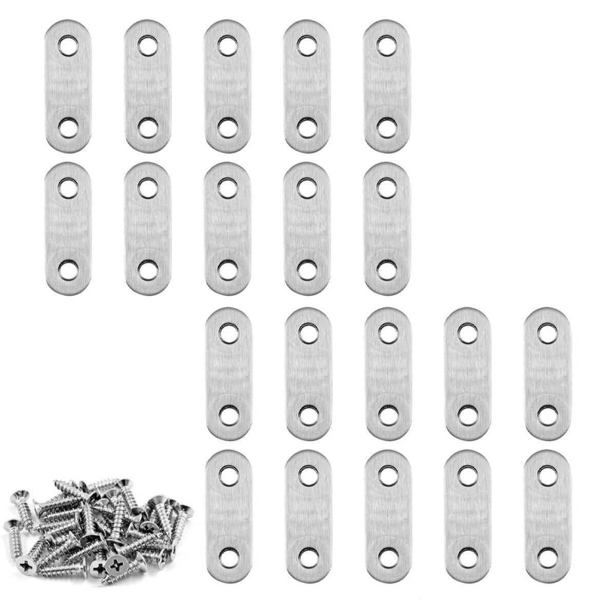Zestaw 40 płaskich wsporników kątowych, łączniki ze stali nierdzewnej 47 x 16 mm ze śrubami