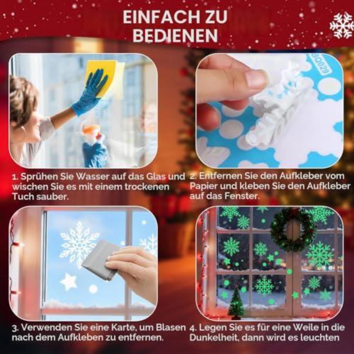 Autocollants Fenêtre Noël PVC Fluorescent 124 pcs Flocking Neige ...