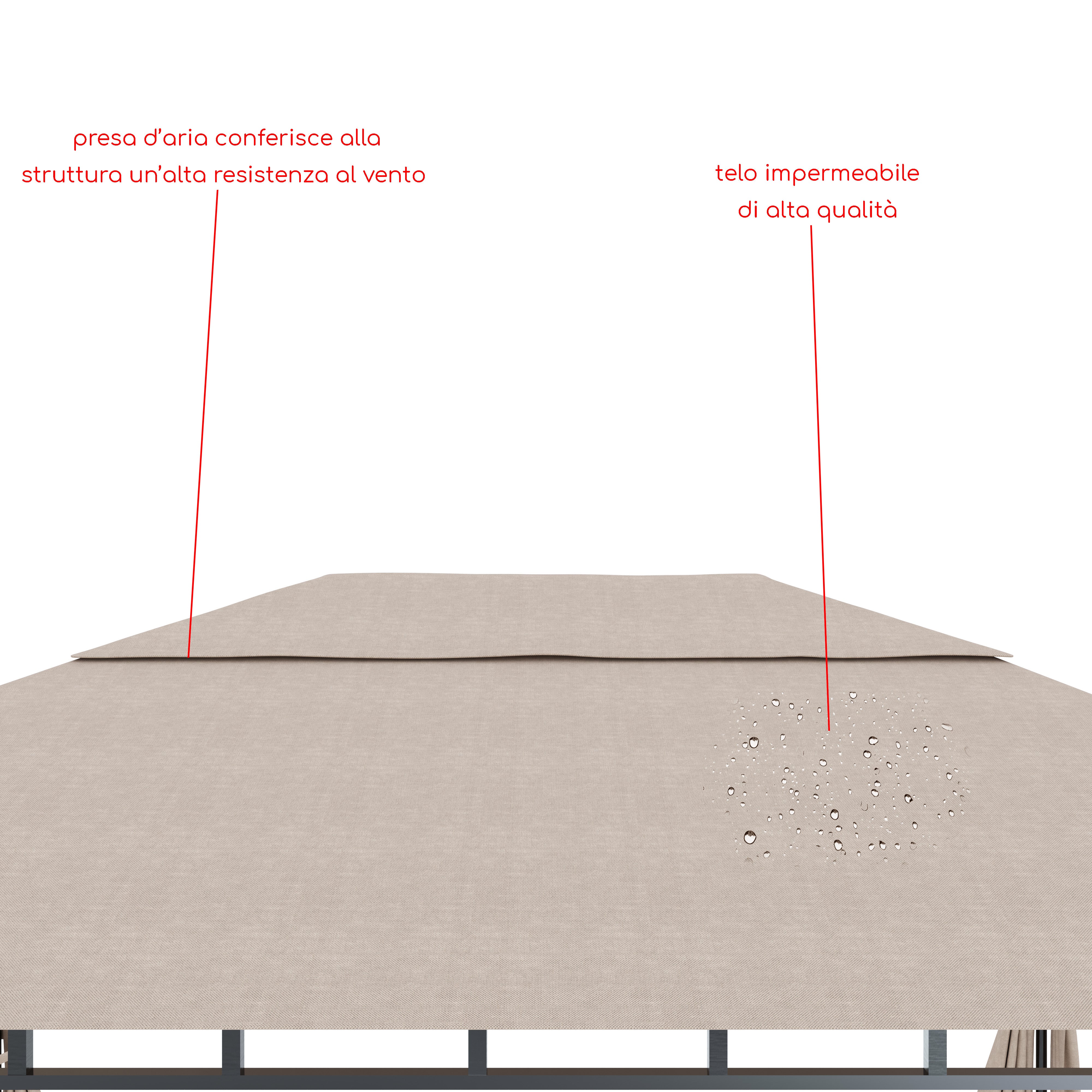 Gazebo Da Giardino 3 x 4 M Con Tende Laterali Richiudibili Struttura In Acciaio Robusto Copertura 180 g/m² Con 4 Teli Laterali Esterno Giardino P - 4