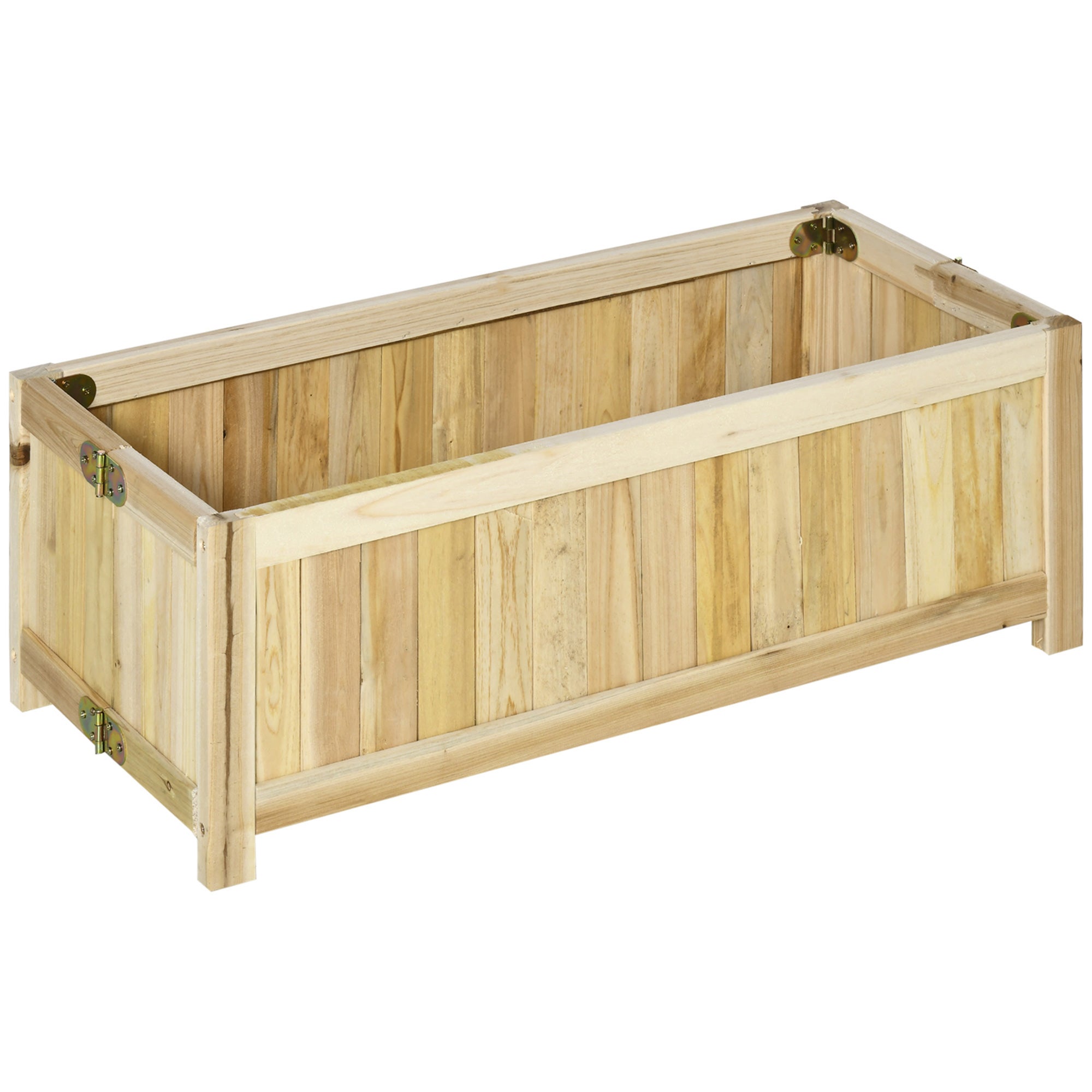 Jardinière sur Pied Pliable bac à Fleurs dim. 70L x 30l x 25H cm Corps Aspect Lattes Bois Sapin pré-huilé - 2