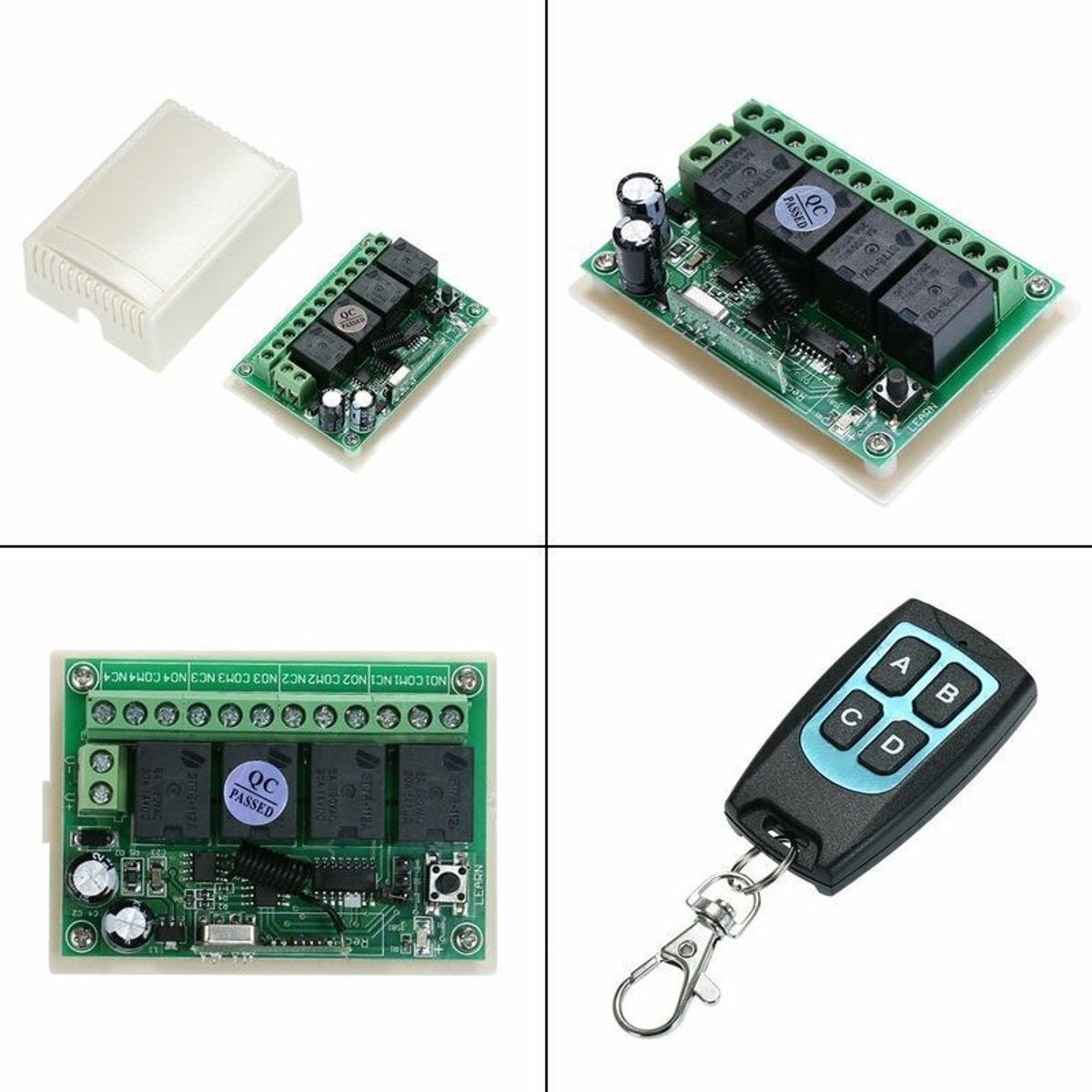 Controler CC cu 4 canale de 12V + telecomandă cu 4 butoane, cip 1527 de 433MHz, cu 2 telecomenzi AK-RK04S-II + AK-FS04A 2 V3.0