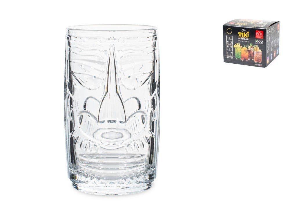 RCR Tiki Sardinia Gläser 4er Set – 46 Cl Fassungsvermögen, 13.6 Cm Hoch, Spülmaschinengeeignet, Aus Stabilem Kristallglas