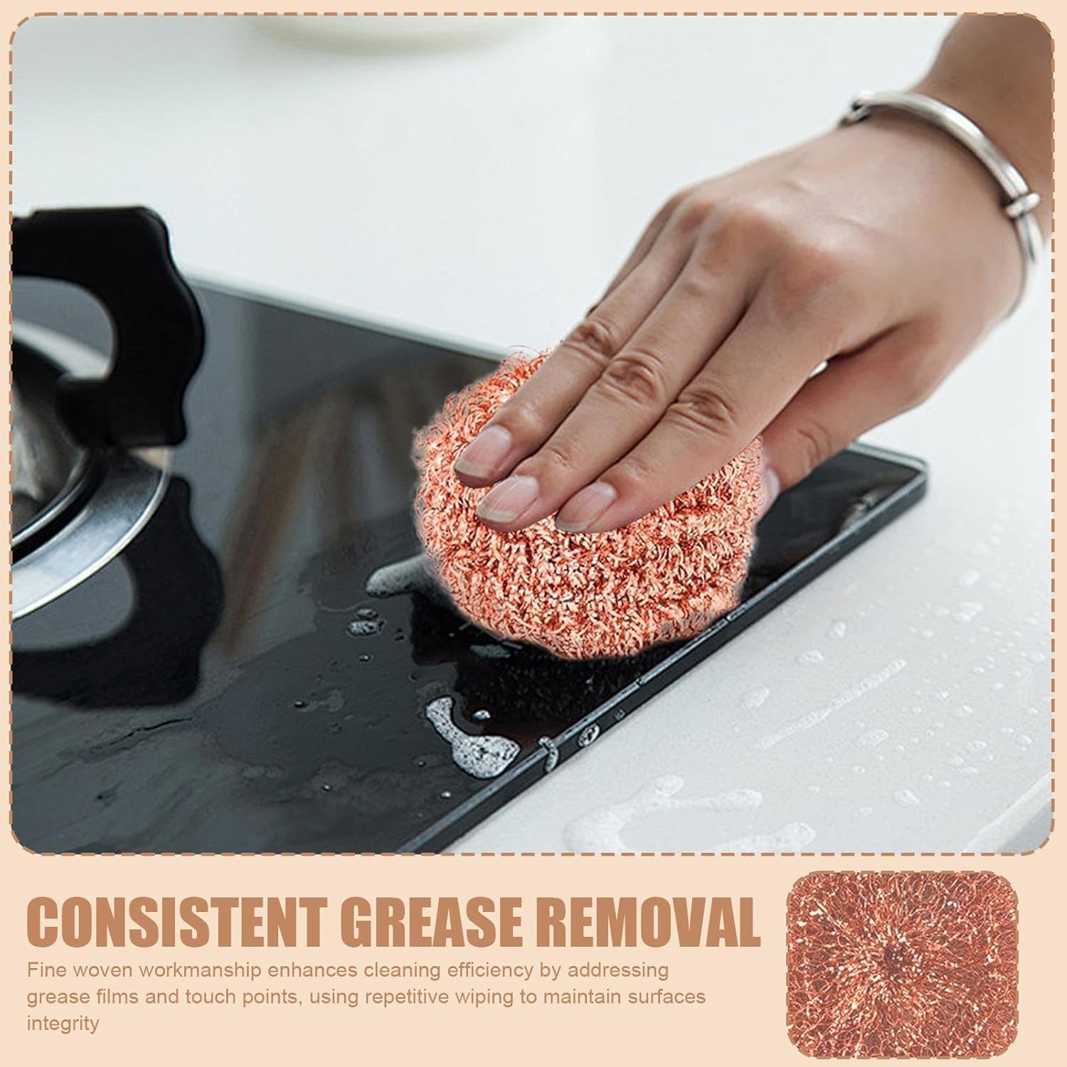 Éponges Récureuses En Cuivre Pour Casseroles Et Poêles - Nettoyage Anti-graisse Sans Rayure - 2 à 6 Pièces Réutilisables