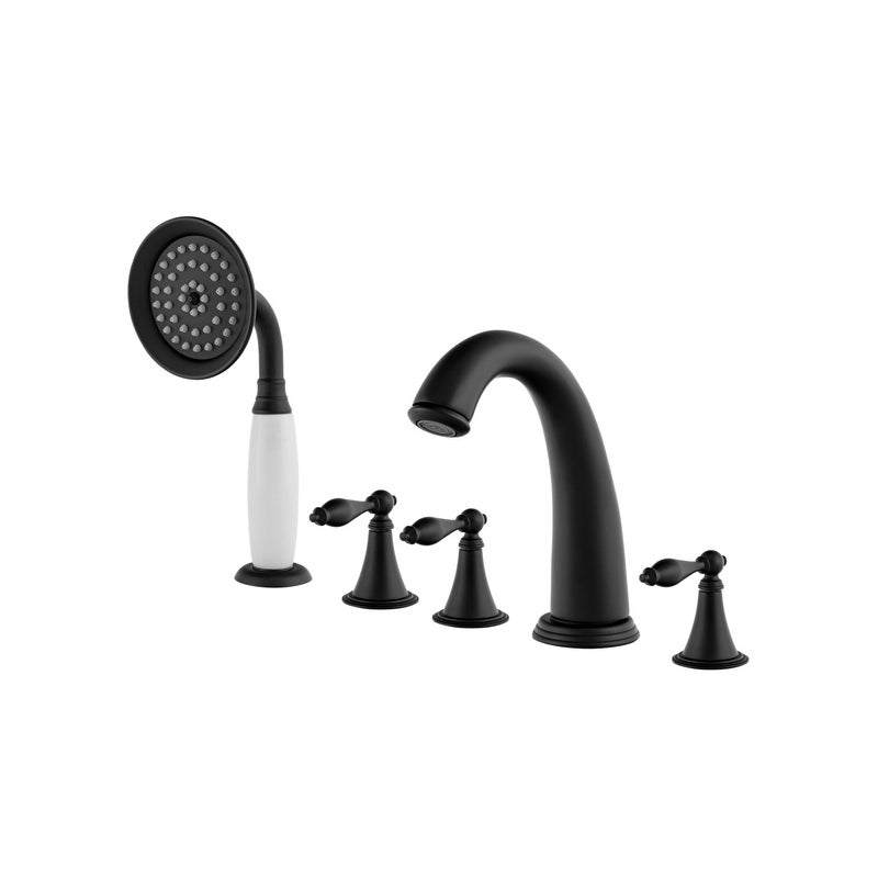 BATERIA WANNOWA 5-OTWOROWA NAWANNOWA STOJĄCA RETRO CZARNA