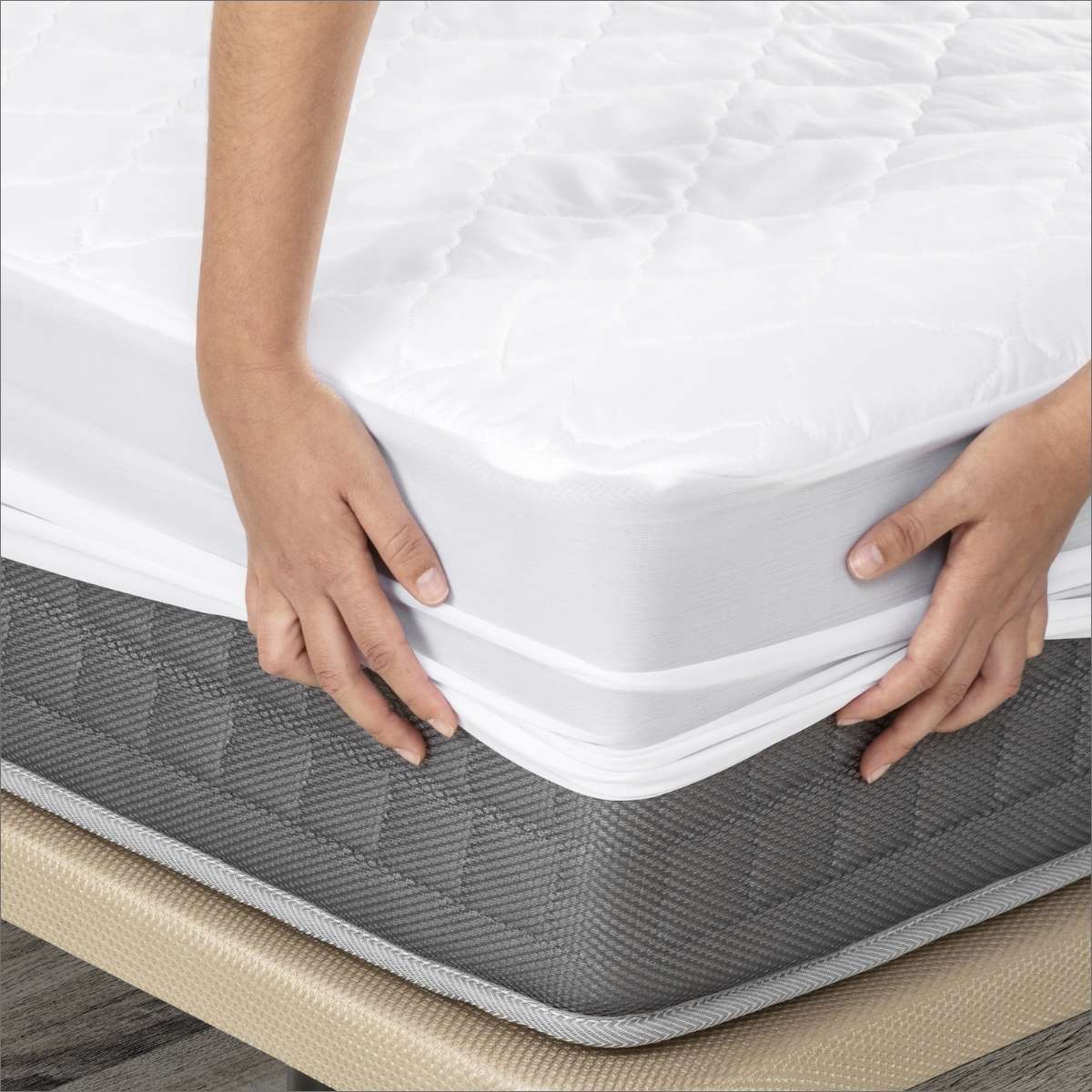 Nalui Protetor de Colchão 160x190/200 cm Acolchado Branco impermeável e respirável - 2