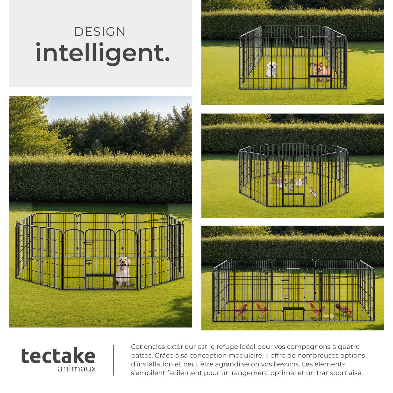 TECTAKE Parque para cachorros 8 peças, dobrável - 4