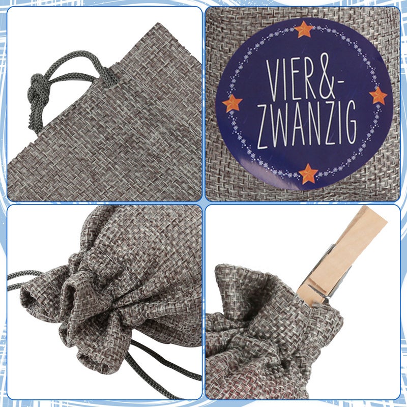Borsa del calendario dell'Avvento,24 calendari dell'Avvento fai-da-te,borsa di stoffa del calendario dell'Avvento di Natale,borsa a sorpresa - 3