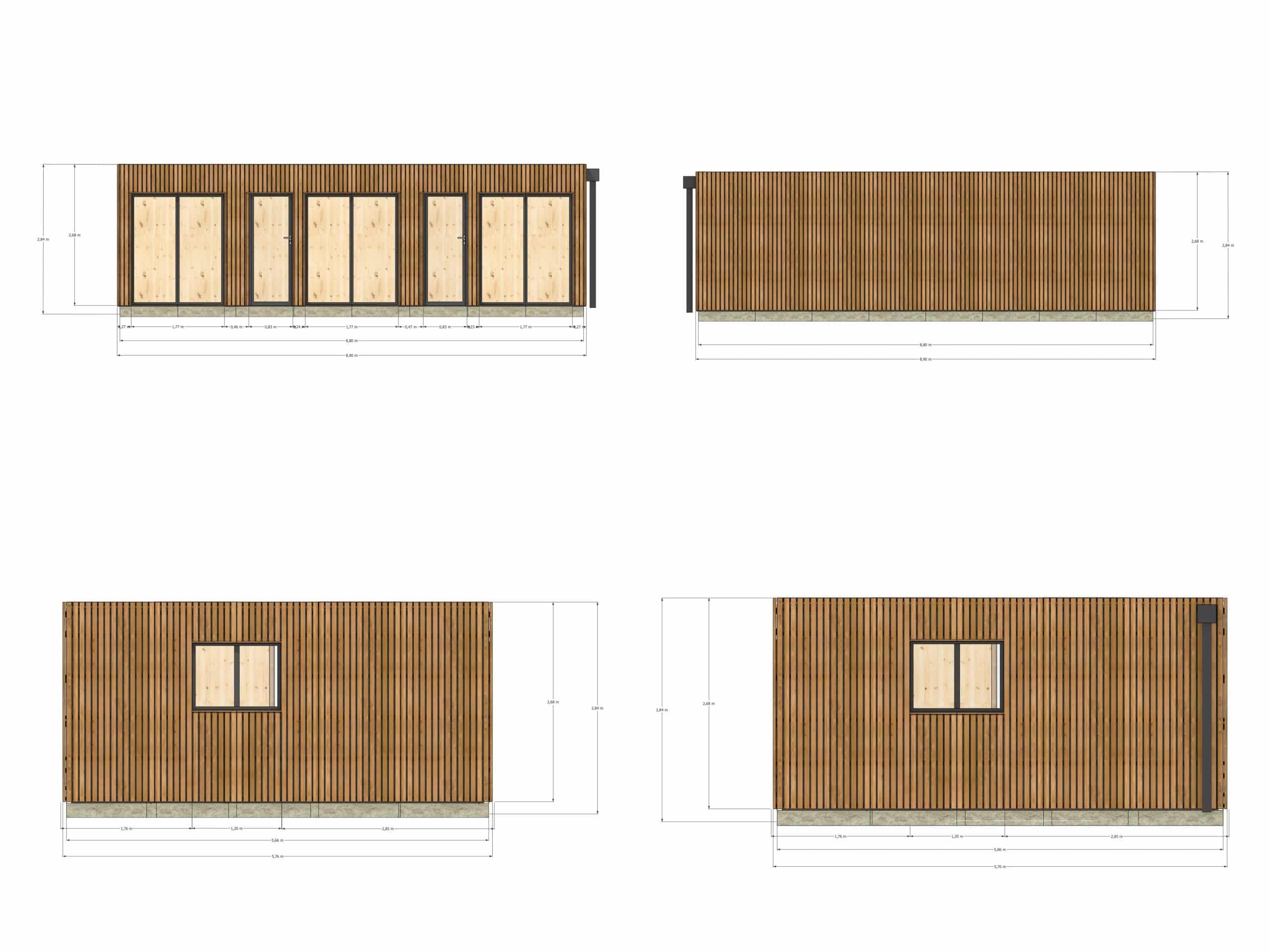 Studio de jardin habitable en bois 8,8 x 5,7 x 2,7 m - 4