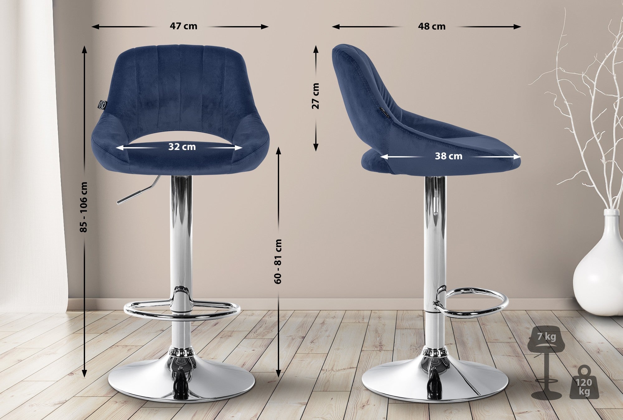 Set di 2 sgabelli da bar in velluto rosa, sedie girevoli da bar con supporto posteriore, ideali per cucina a isola, altezza seduta 75 cm, gambe robuste in metallo nero